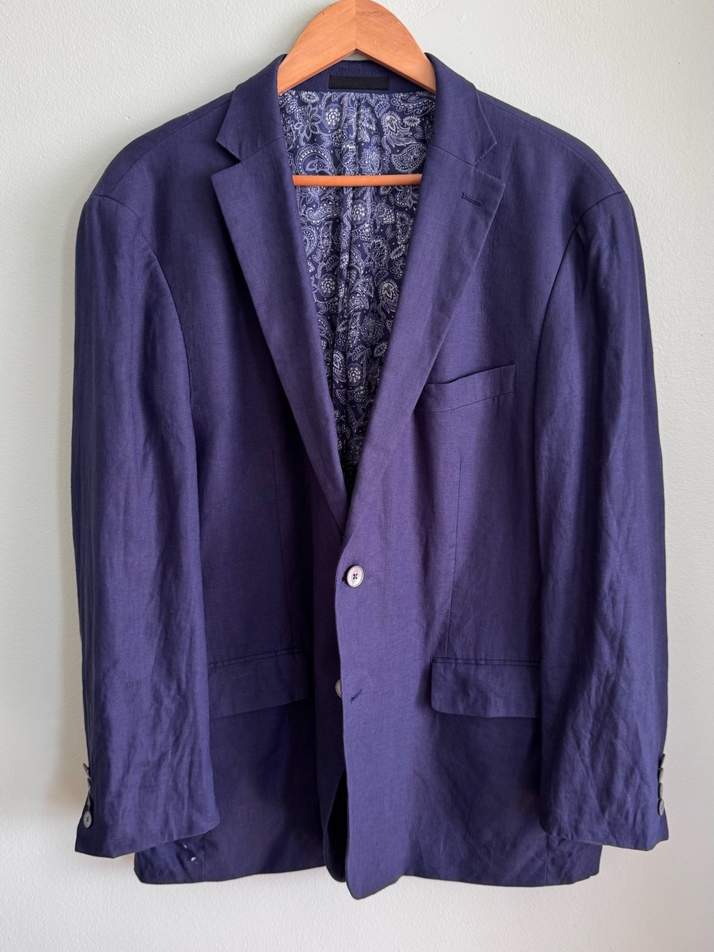 Ralph Lauren Navy Linen Sport Coat with Paisley Lining